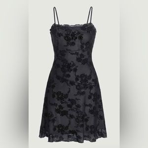Floral print frilly mesh dress